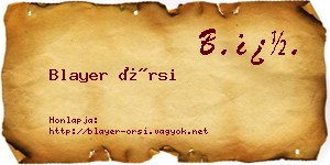 Blayer Örsi névjegykártya
